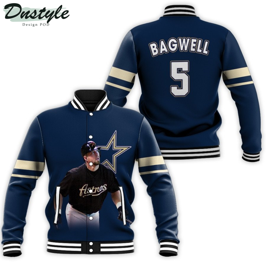 Houston Astros Jeff Bagwell 5 MLB Great Player 1997 Navy 2019 Baseball Jacket