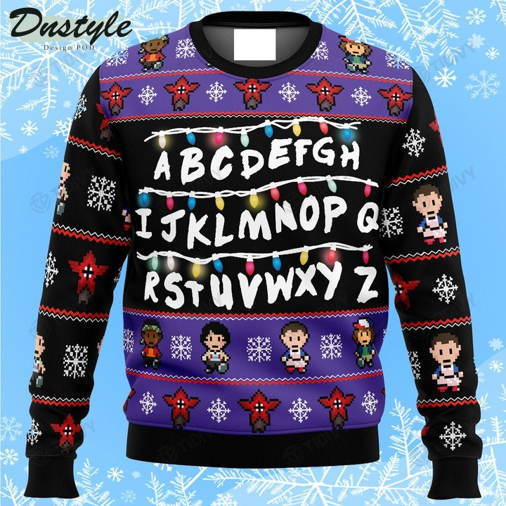 Alphabet Stranger Things The Upside Down Hawkins Eleven Steve Eddie Munson Vecna Ugly Christmas Sweater