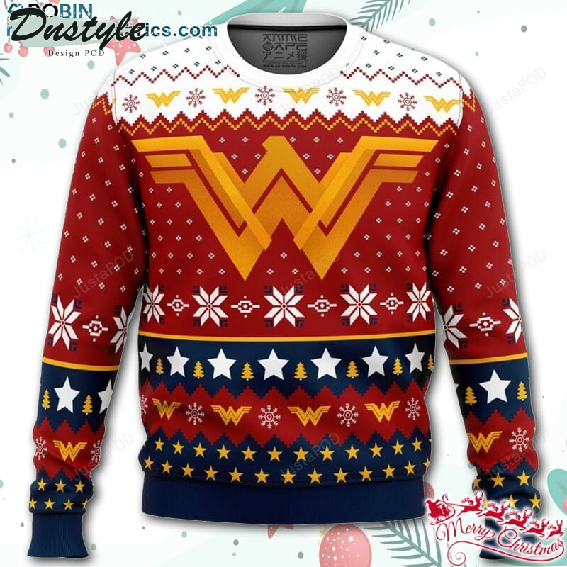 Super Heroes Wonder Woman Christmas Ugly Christmas Wool Sweater