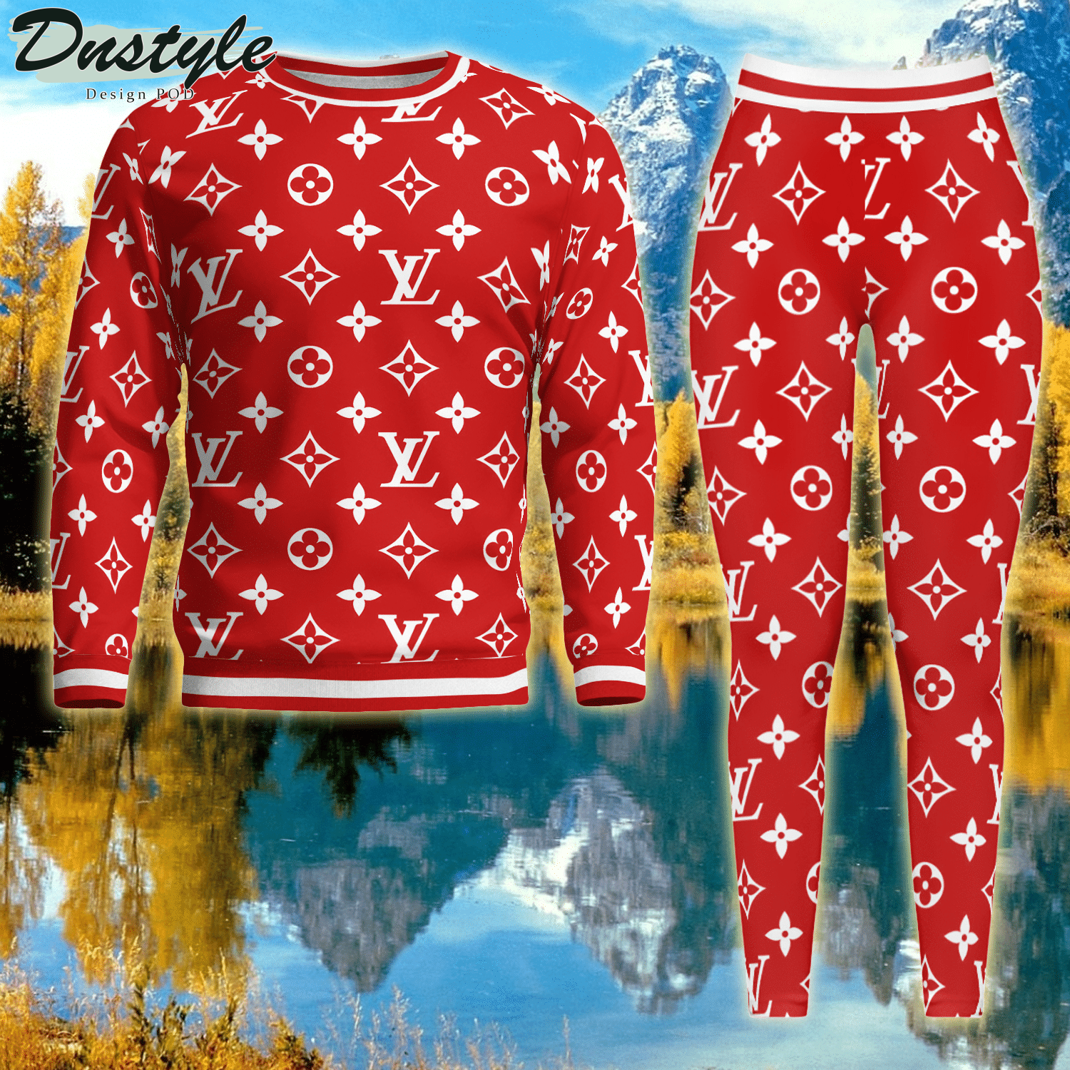 Louis Vuitton Monogram Red ugly sweater and legging