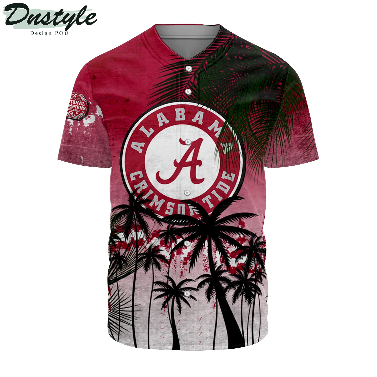 Alabama Crimson Tide Coconut Tree Tropical Grunge Baseball Jersey