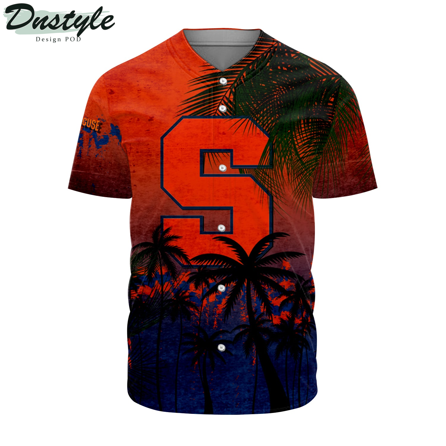 Syracuse Orange Baseball Jersey Coconut Tree Tropical Grunge