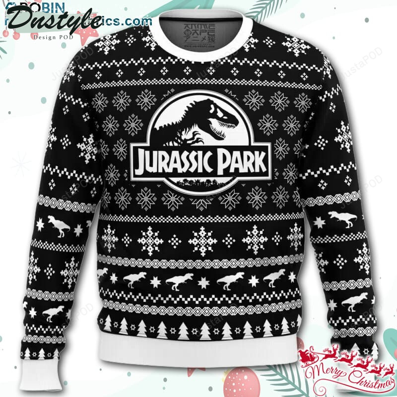 Skeleton Christmas Jurassic Park Ugly Christmas Wool Sweater