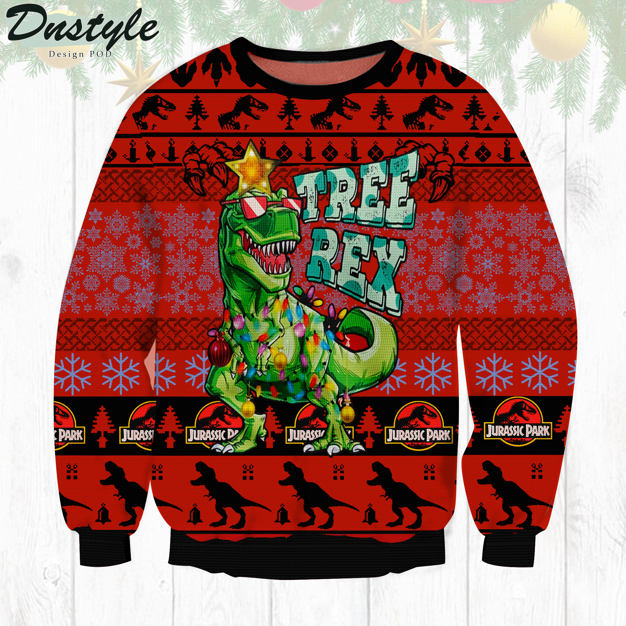 Jurassic Park Tree Rex Ugly Christmas Sweater