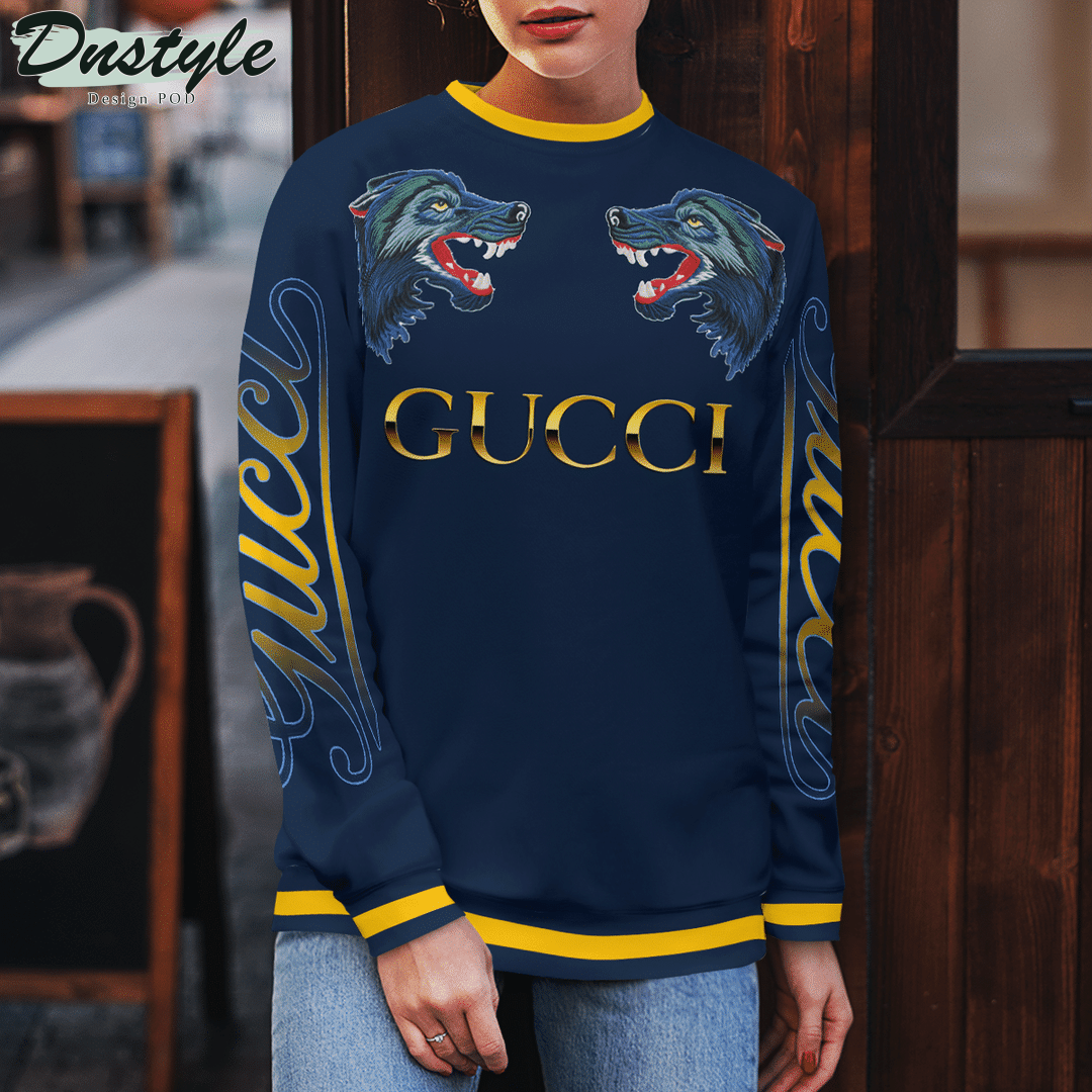 Gucci Wolf Navy ugly sweater and legging