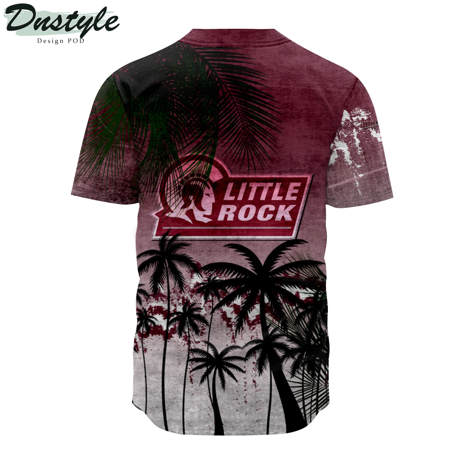Little Rock Trojans Coconut Tree Tropical Grunge Baseball Jersey