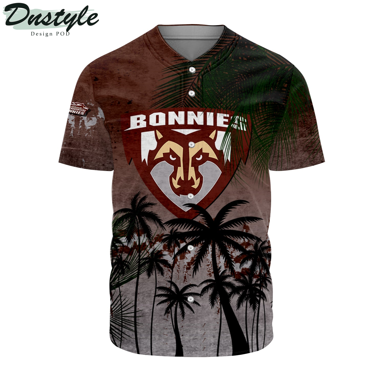 St. Bonaventure Bonnies Baseball Jersey Coconut Tree Tropical Grunge