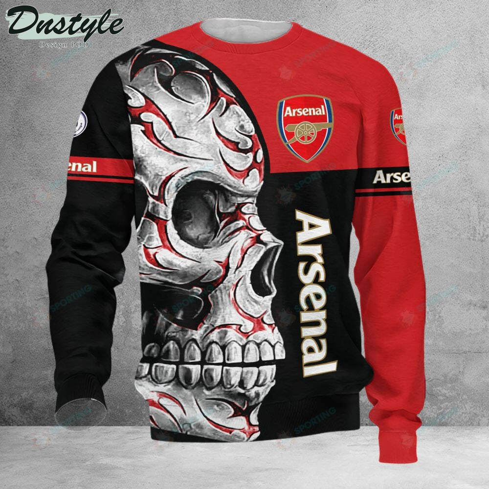 Arsenal F.C Skull 3d Hoodie Tshirt