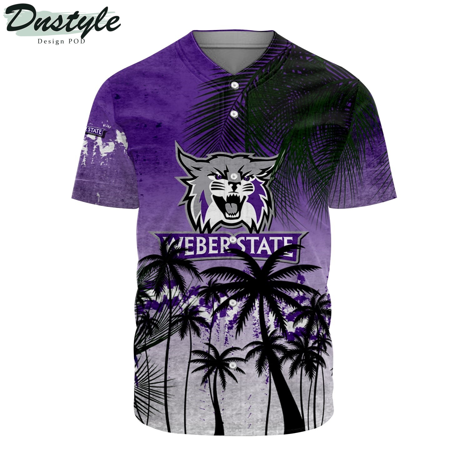 Weber State Wildcats Baseball Jersey Coconut Tree Tropical Grunge