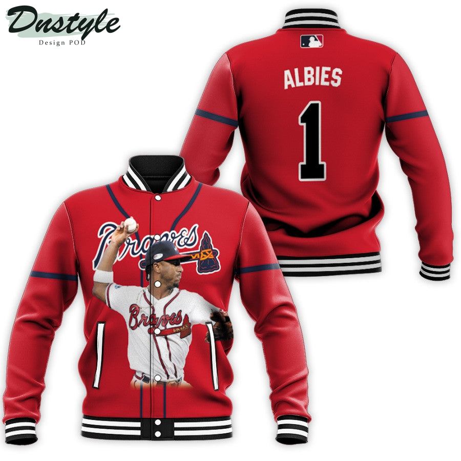 Atlanta Braves Ozzie Albies 1 Player Red Jersey Style Baseball Jacket