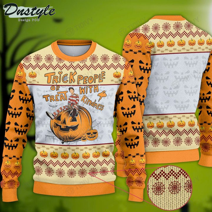 Trick Or Treat People With Kindness Pumpkin Halloween 2022 Ugly Christmas Sweater