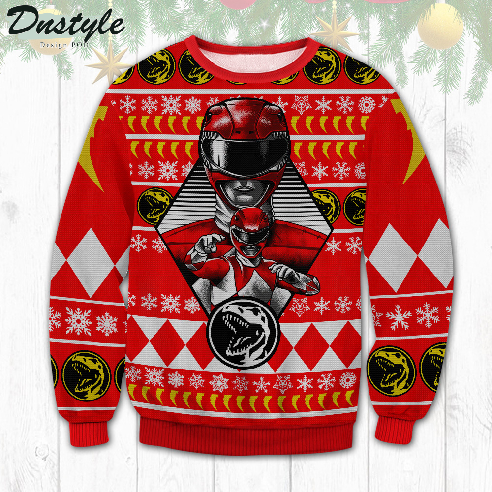 Red Power Rangers Ugly Christmas Sweater