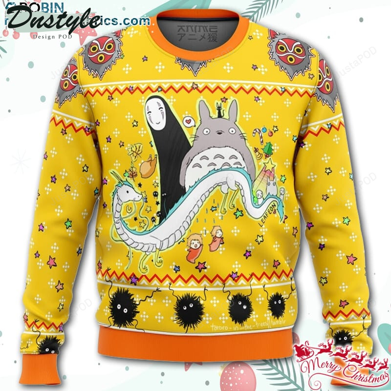 Studio Ghibli Yellow Ugly Christmas Wool Sweater