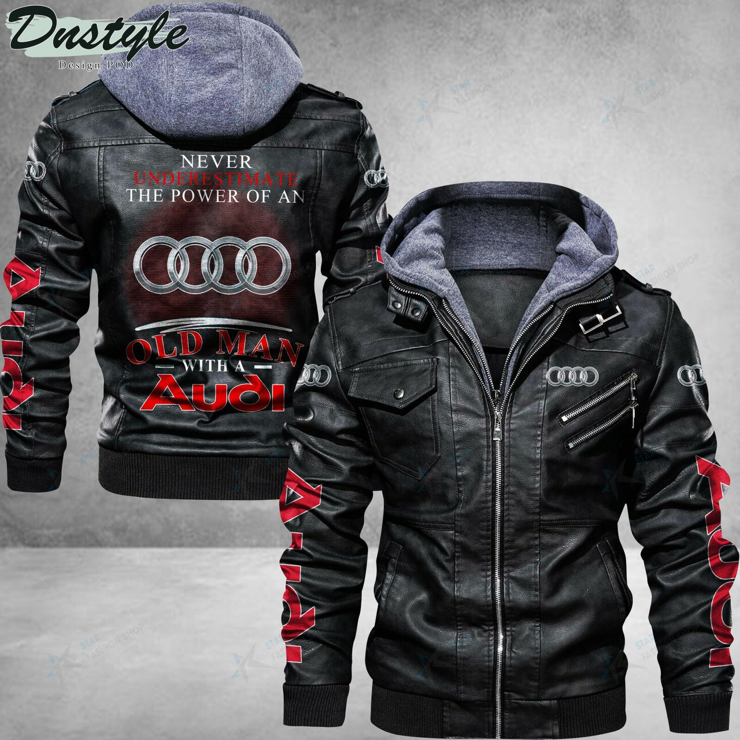 Audi never underestimate the power of an old man leather jacket