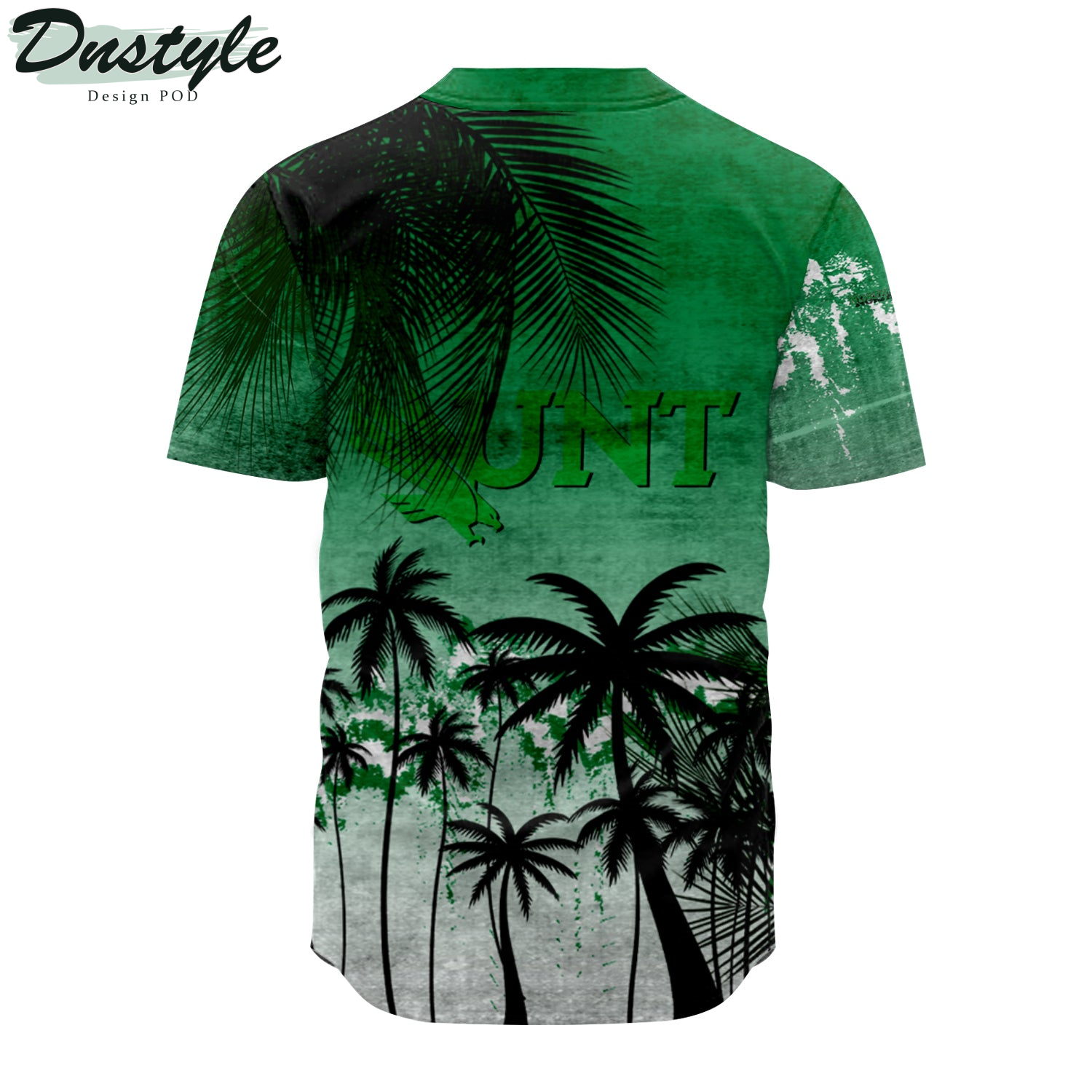 North Texas Mean Green Baseball Jersey Coconut Tree Tropical Grunge