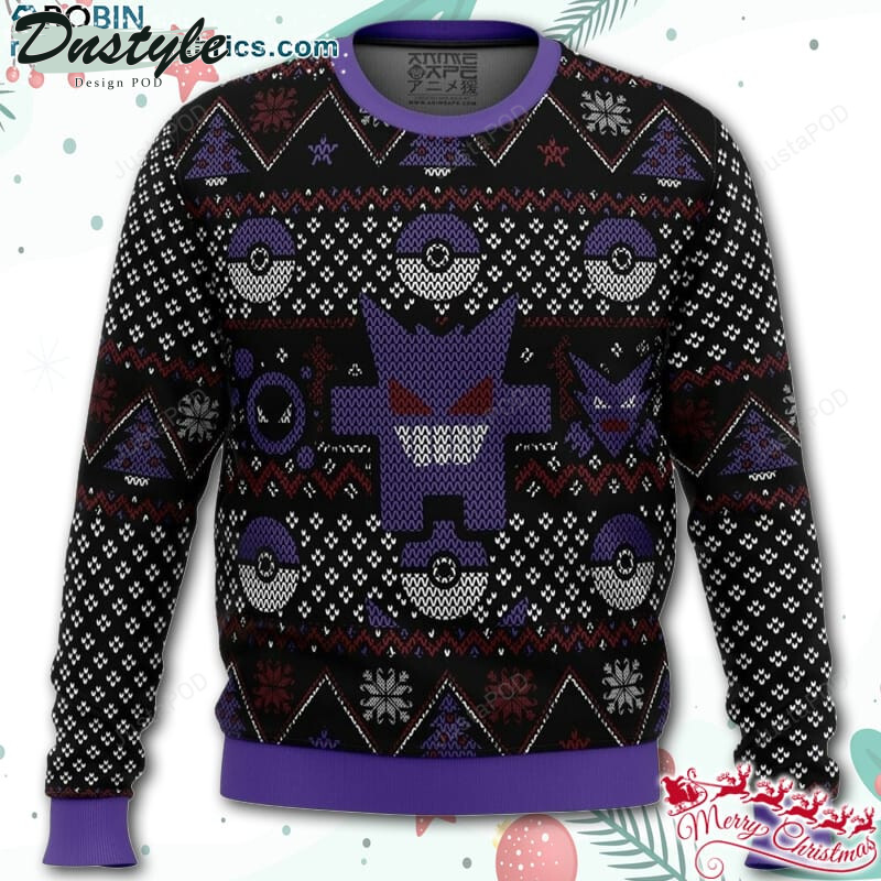 Pokemon Gengar Ghosts Ghastly Haunter Ugly Christmas Wool Sweater