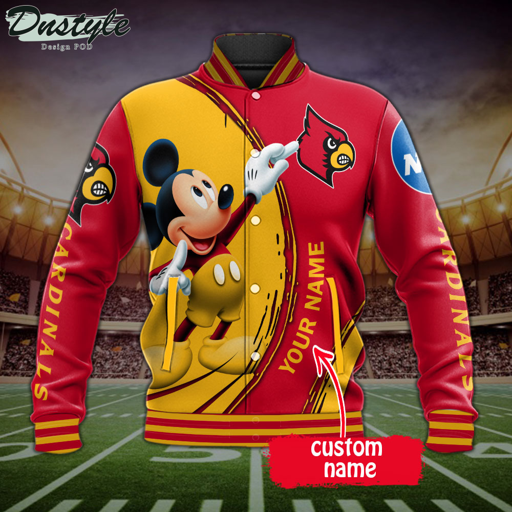 Louisville Cardinals Mickey Custom Name Baseball Jacket