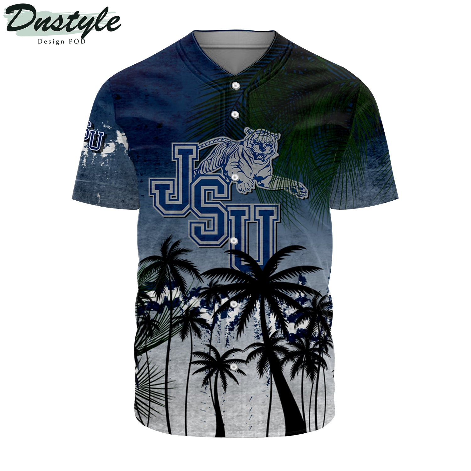 Jacksonville Dolphins Coconut Tree Tropical Grunge Baseball Jersey