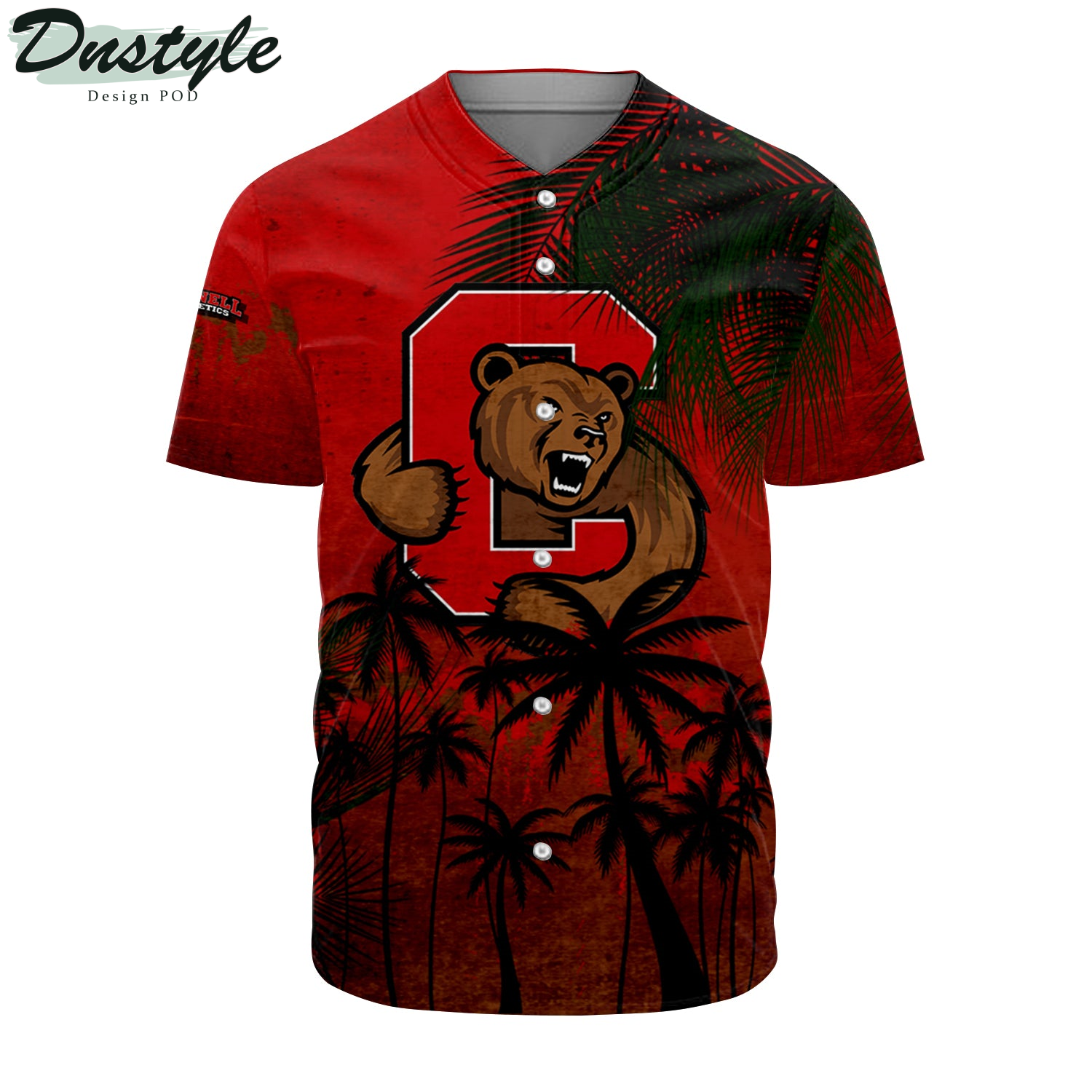 Cornell Big Red Coconut Tree Tropical Grunge Baseball Jersey