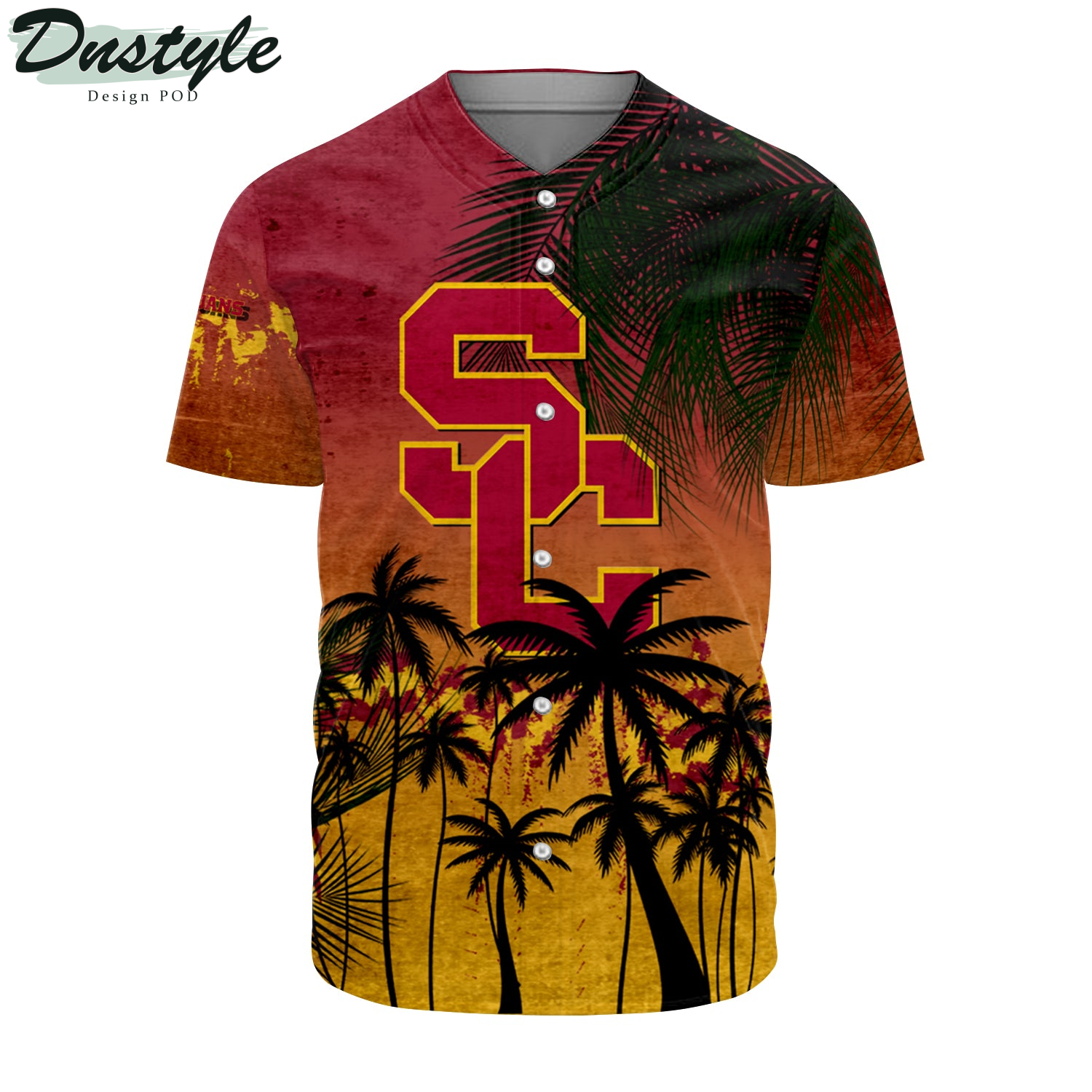 USC Trojans Baseball Jersey Coconut Tree Tropical Grunge
