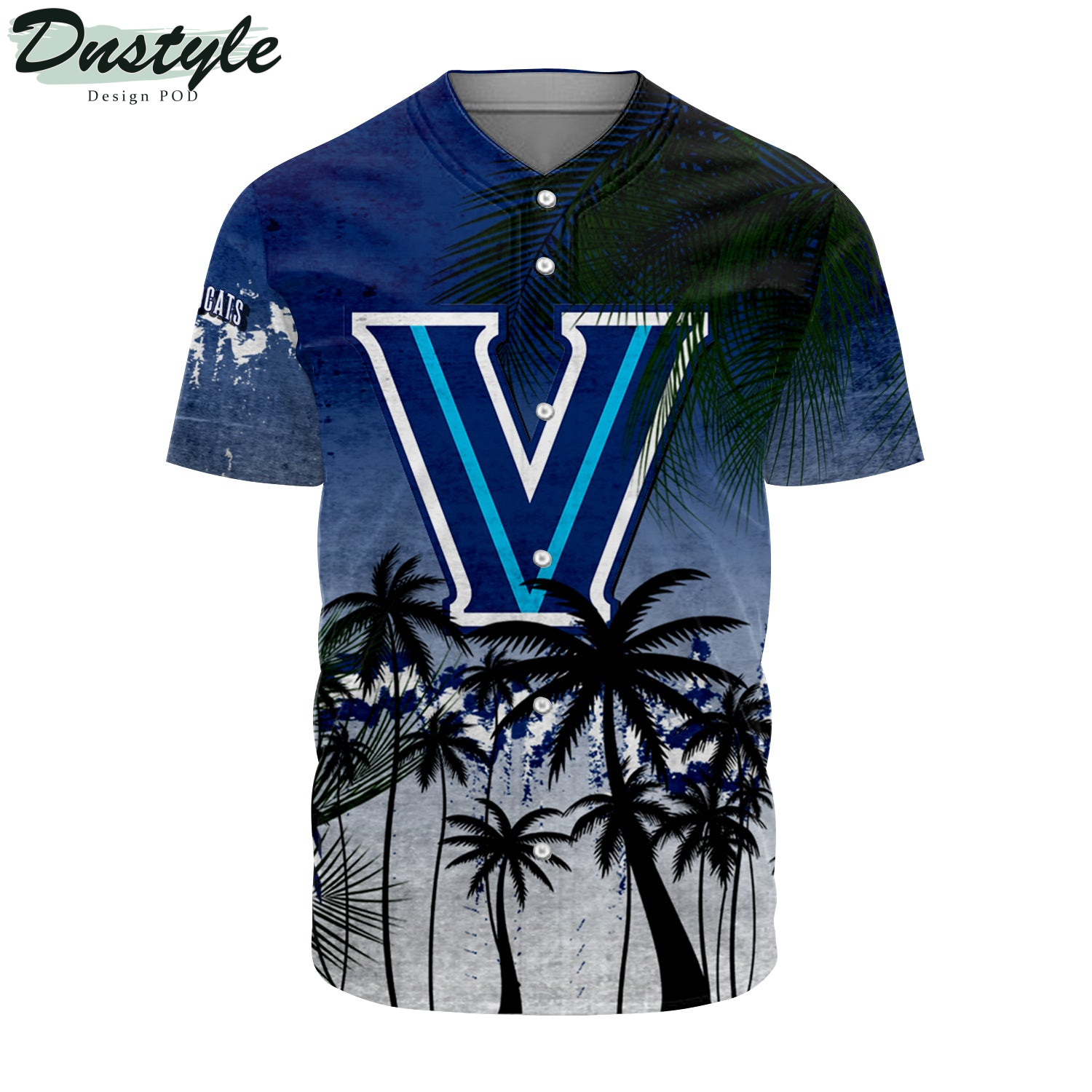 Villanova Wildcats Baseball Jersey Coconut Tree Tropical Grunge