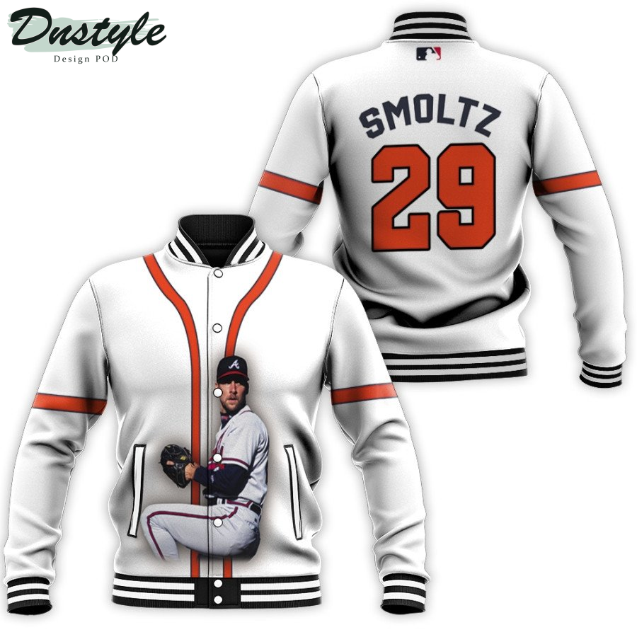 Atlanta Braves John Smoltz 29 MLB Baseball Legend Great Player White 3D Baseball Jacket