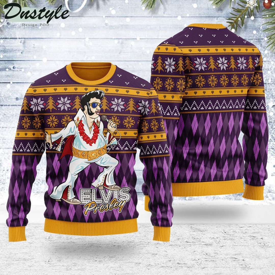 Gearhomie Elvis Fatley Meme The King Christmas Ugly Sweater