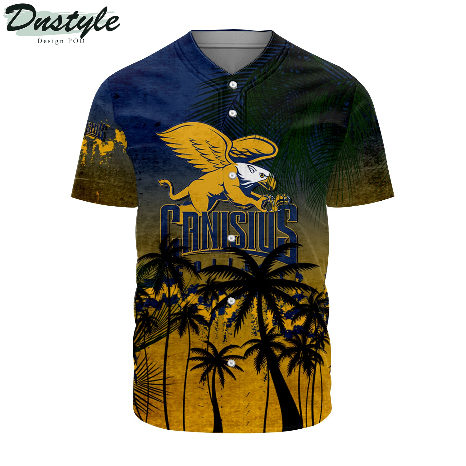 Canisius Golden Griffins Coconut Tree Tropical Grunge Baseball Jersey