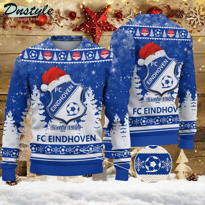 FC Eindhoven Blue Santa Hat Ugly Christmas Sweater