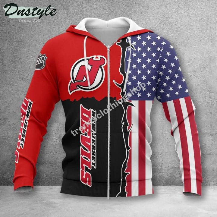 New Jersey Devils American Flag 3d Hoodie Tshirt
