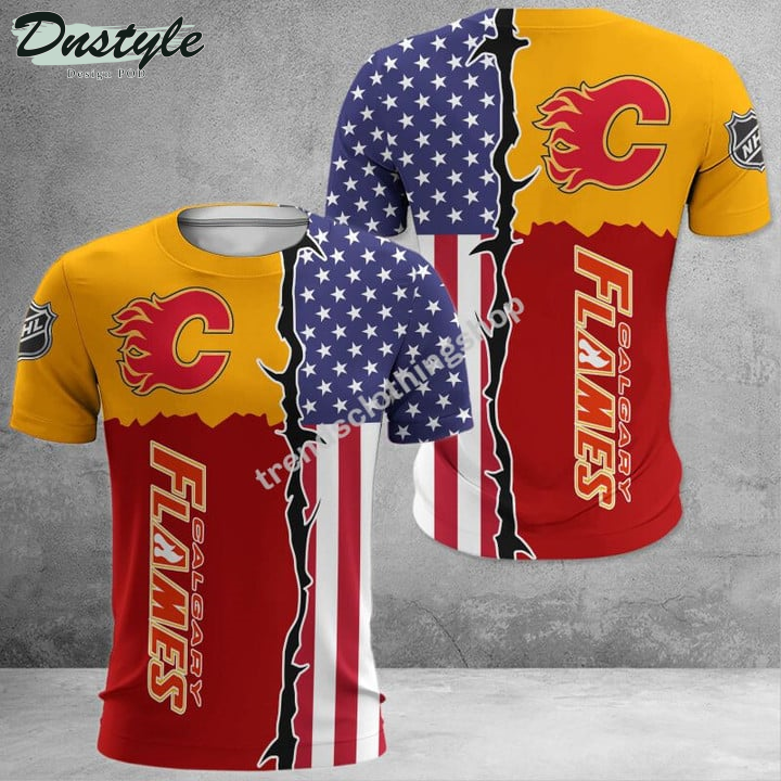 Calgary Flames American Flag 3d Hoodie Tshirt