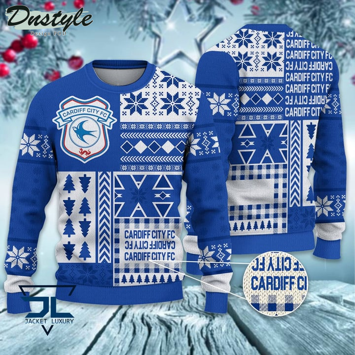 Cardiff City F.C Christmas Pattern 2022 Ugly Wool Sweater