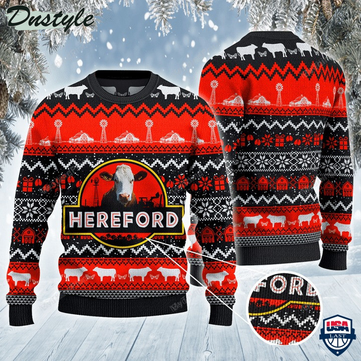 Hereford Cattle Lovers Red Black Pattern Ugly Christmas Sweater