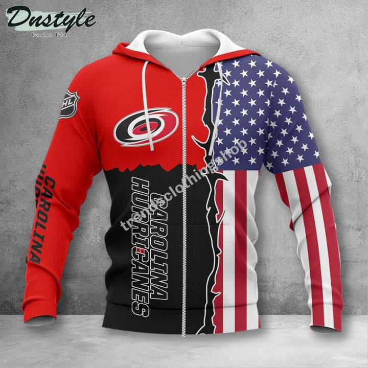 Carolina Hurricanes American Flag 3d Hoodie Tshirt