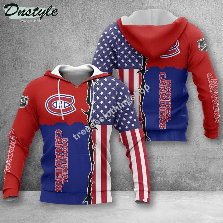 Montreal Canadiens American Flag 3d Hoodie Tshirt