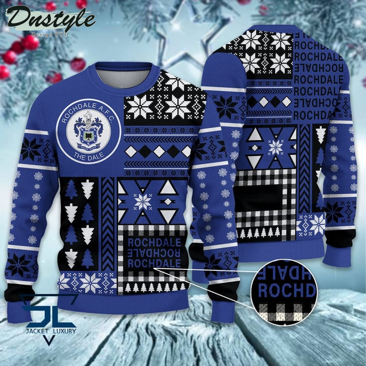 Rochdale AFC Christmas Pattern 2022 Ugly Wool Sweater