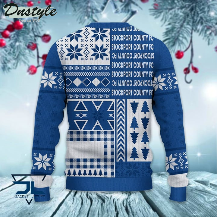 Stockport County F.C Christmas Pattern 2022 Ugly Wool Sweater