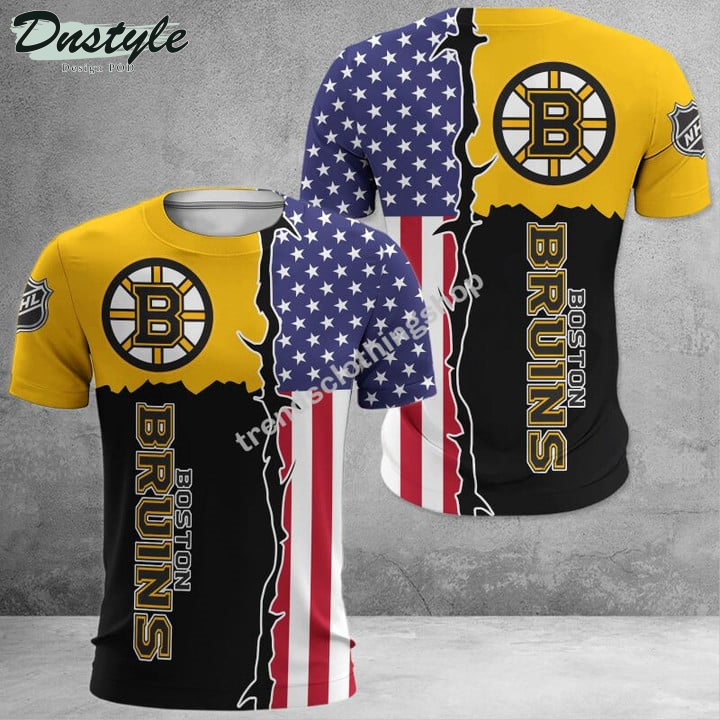 Boston Bruins American Flag 3d Hoodie Tshirt