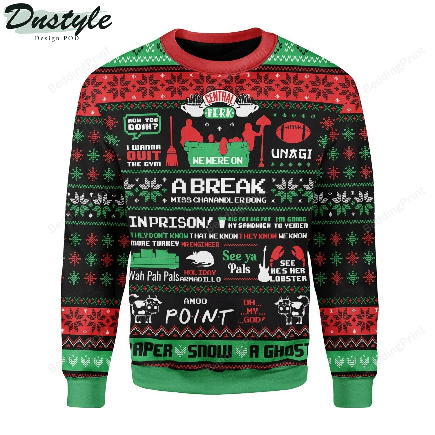 Black Angus Cattle Red Black Pattern Ugly Christmas Sweater