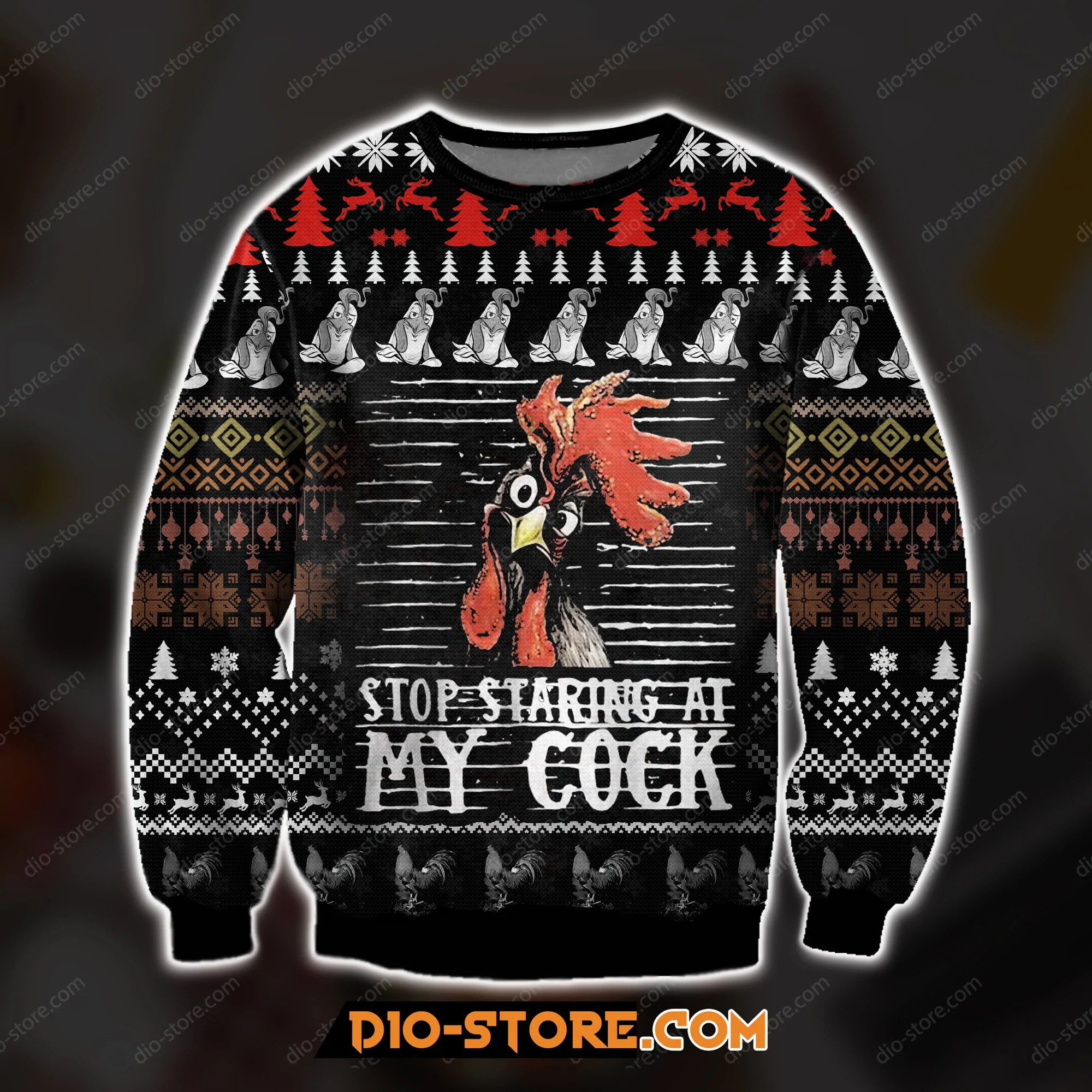 Stop Staring At My Cock Chicken Lover Ugly Christmas Sweater