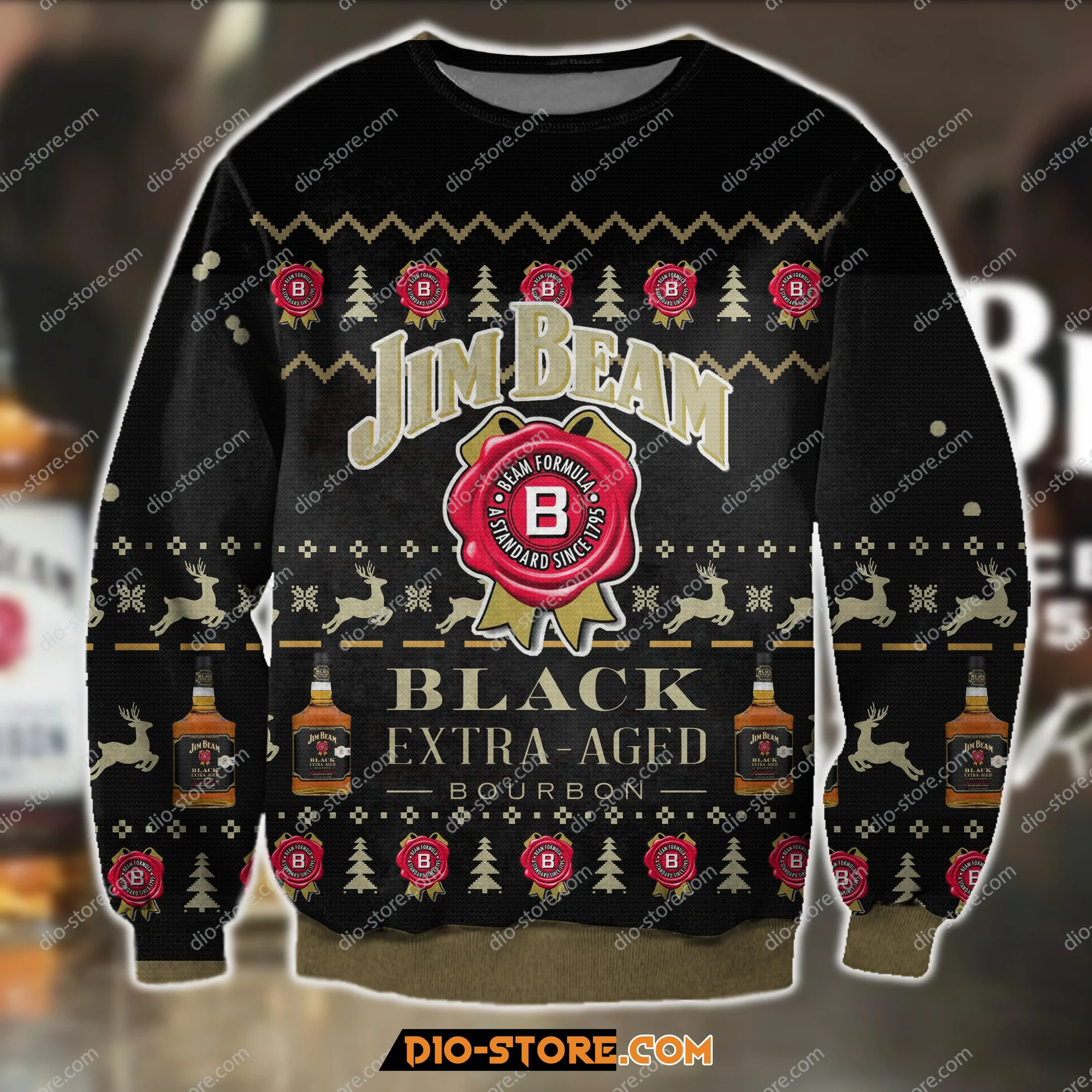 Jim Beam The Bourbon Since 1795 Ugly Christmas Sweater