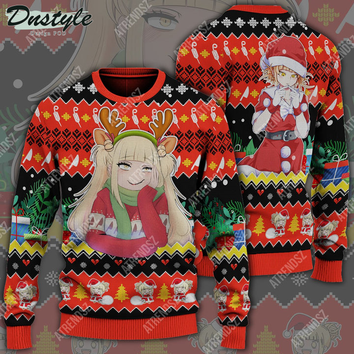 My Hero Academia Toga Himiko Christmas Pattern Red Ugly Christmas Sweater