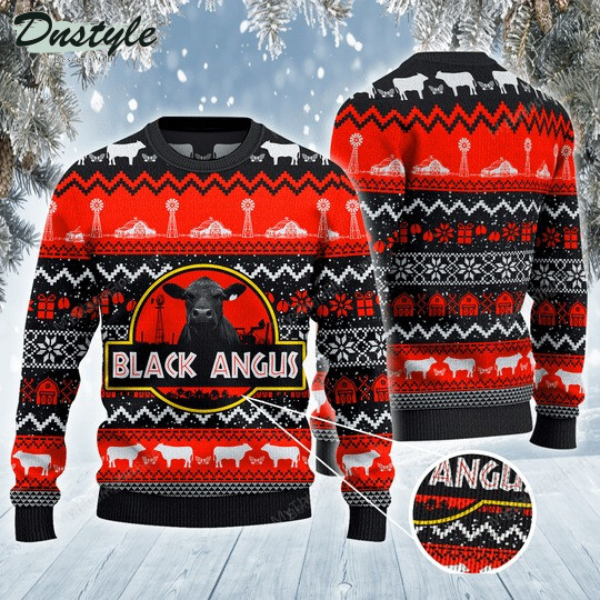 Black Angus Cattle Red Black Pattern Ugly Christmas Sweater