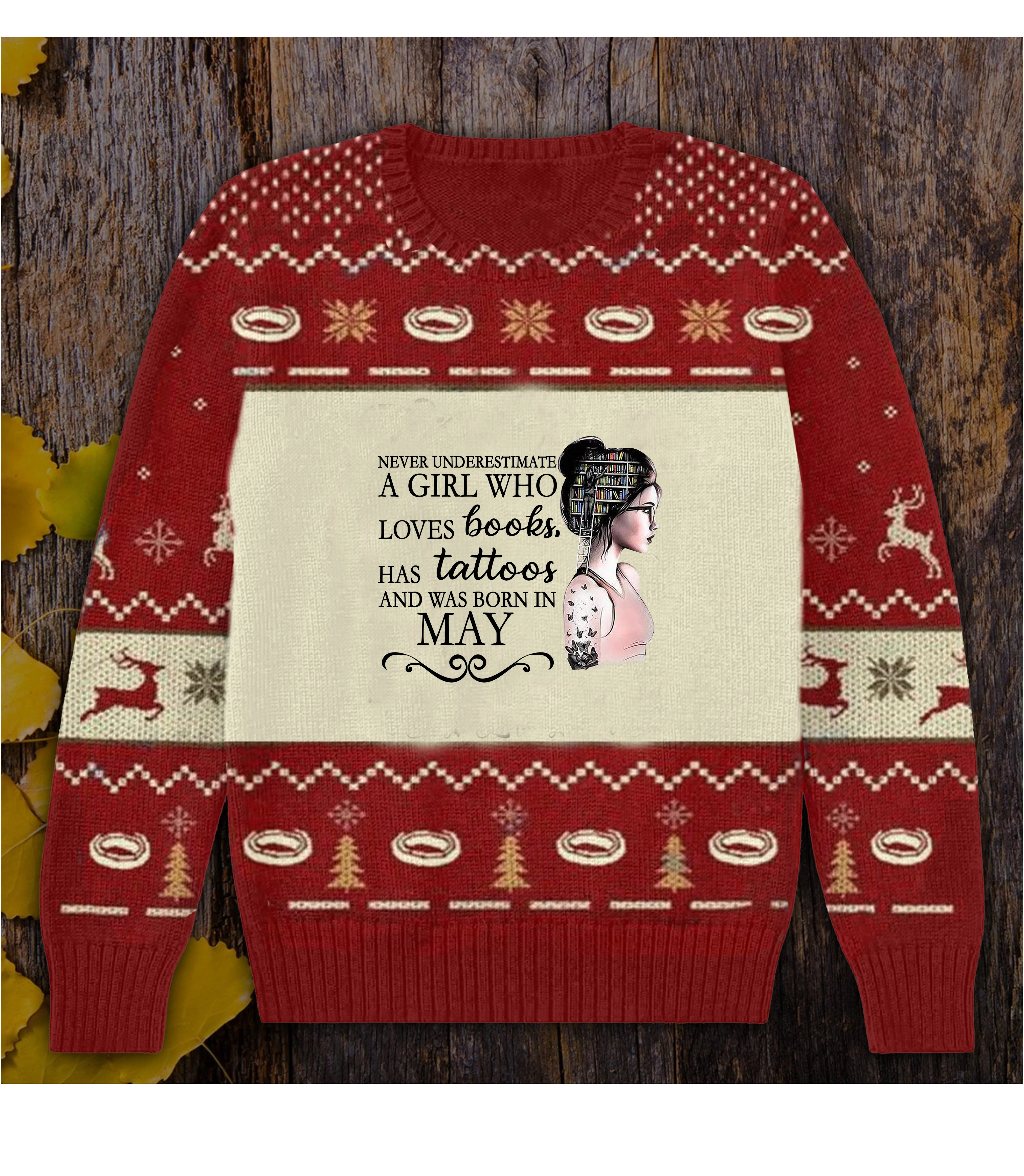 Never Underestimate A Girl Who Loves Books Ugly Christmas Sweater
