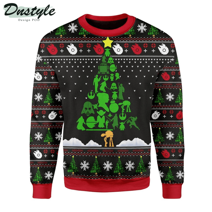 Star Wars Silhouette Tree Green Black Red Ugly Christmas Sweater