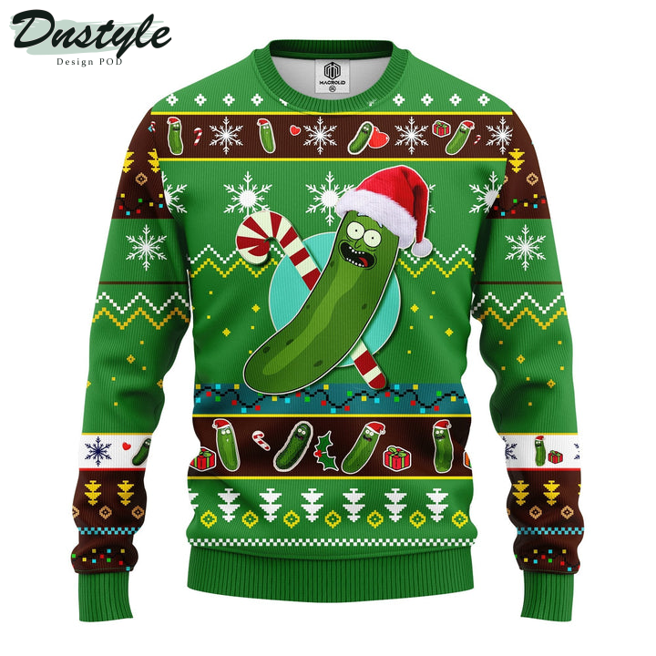 Rick And Morty Pickle Rick Christmas Candy Green Ugly Sweater