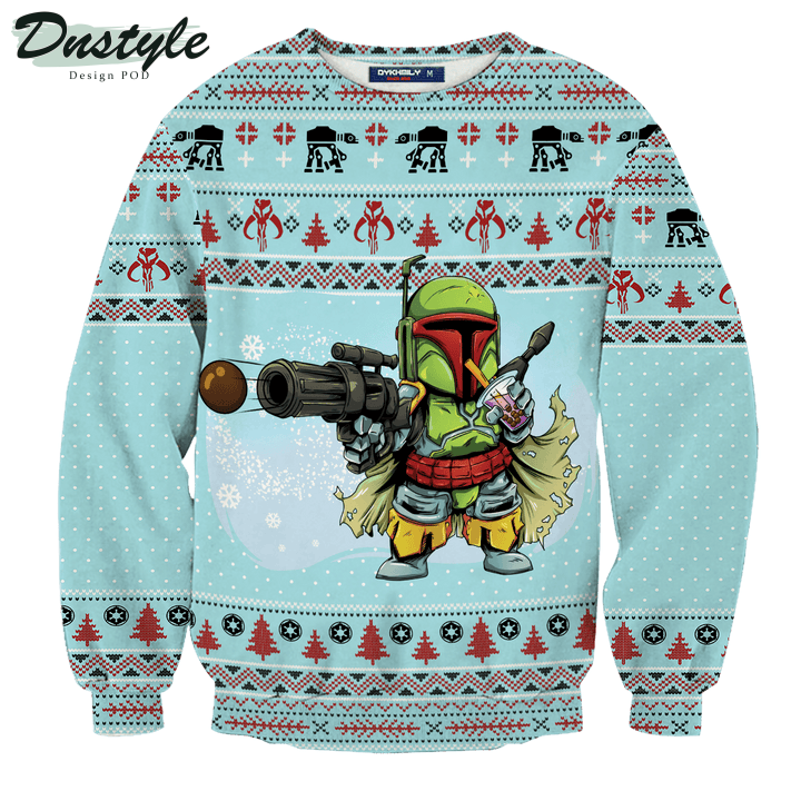 Star Wars Mandalorian Merry Bobamas Blue Ugly Christmas Sweater