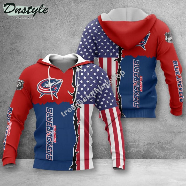 Columbus Blue Jackets American Flag 3d Hoodie Tshirt