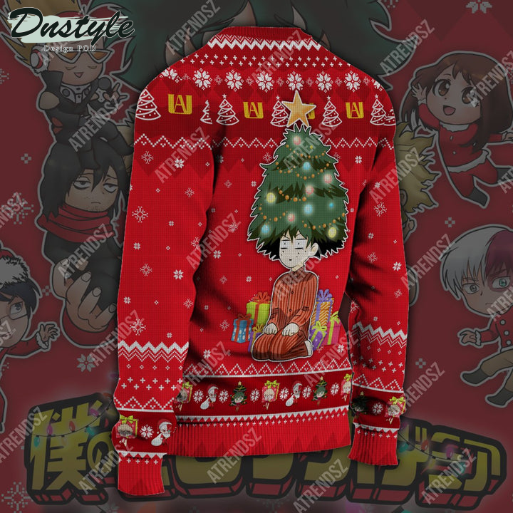 My Hero Academia Tree Midoriya Izuku Red Funny Ugly Christmas Sweater
