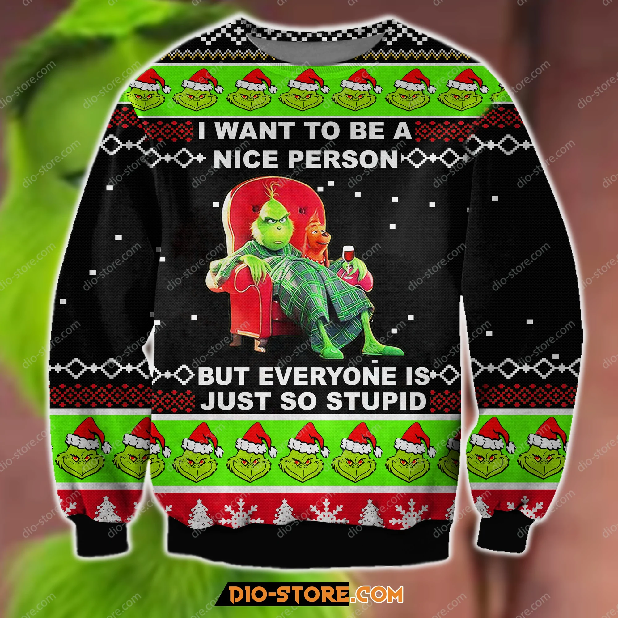 The Grinch I Want To Be A Nice Person Ugly Christmas Sweater